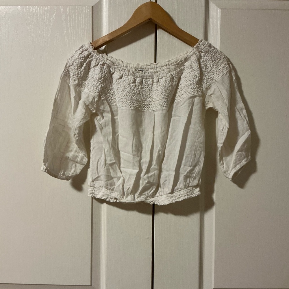 Aerie Cream Eyelet Blouse, XS